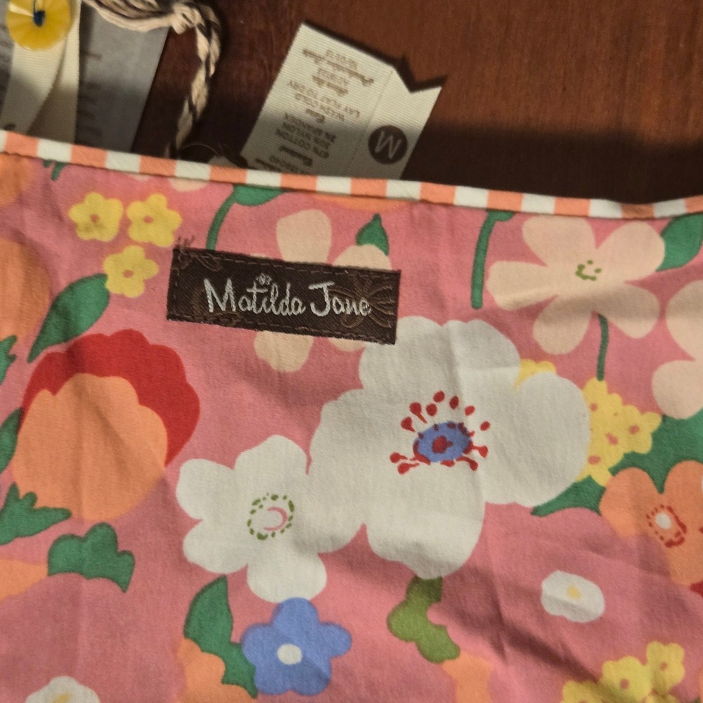 Matilda Jane Girls Pink Floral Sleeveless Dress Scalloped Button Front Size M - Picture 13 of 14
